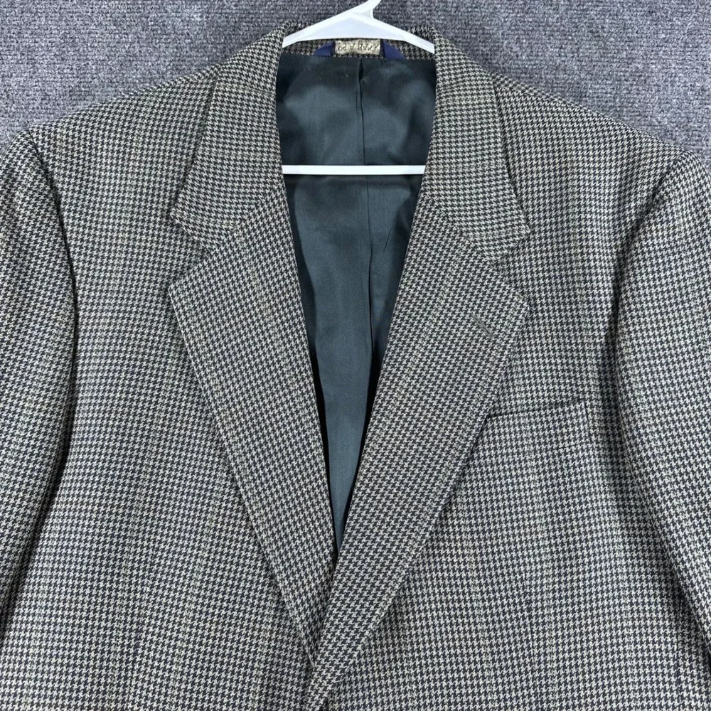 Jos. A. Bank Blazer Mens 44R 44 Regular Brown Houndstooth Wool Sport Coat Jacket